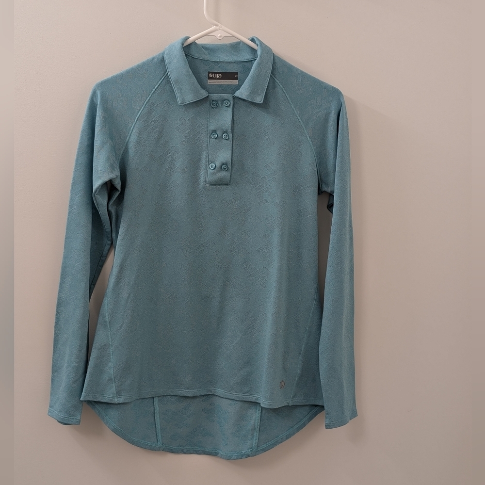 Lija Golf Women's Long Sleeve Aqua Top Luxury Blue Size Small